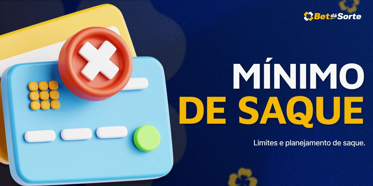 Ícone de cartão e teclado com símbolo de erro vermelho e texto MÍNIMO DE SAQUE