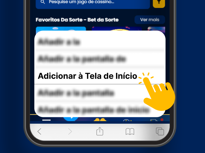 Opção Adicionar à Tela de Início no Safari do iPho