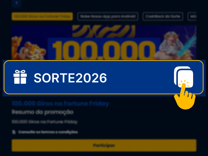 Botão SORT2026 selecionado na promoção BetDaSorte