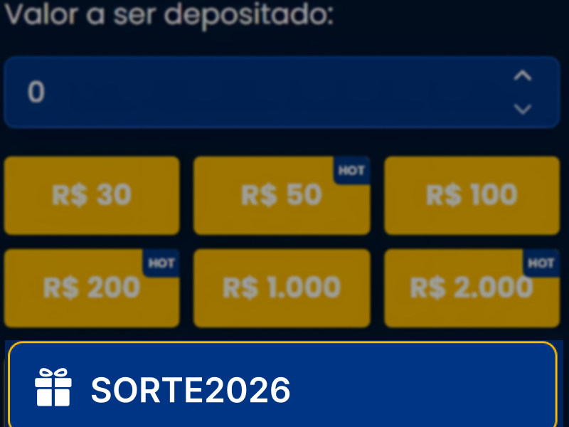 Tela Valor a ser depositado com botões de valores no BetDaSorte