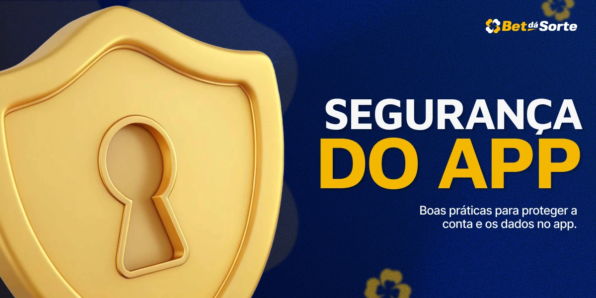 Ícone de escudo dourado com fechadura sobre fundo azul e texto SEGURANÇA DO APP