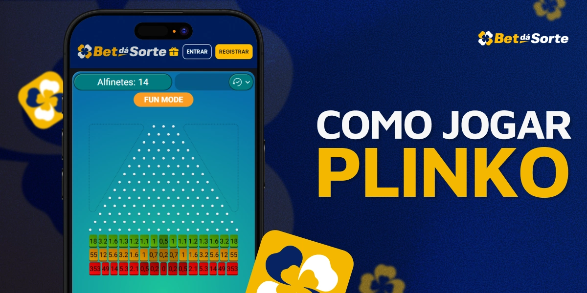 Tela do jogo Plinko no celular com pinos e multiplicadores BetDaSorte