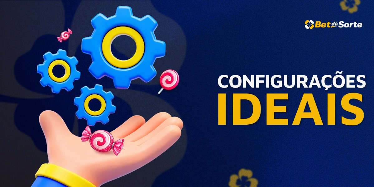 Ilustração de engrenagens e texto Configurações Ideais para jogos BetDaSorte
