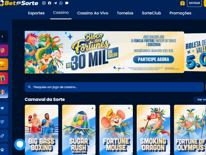 Lobby da BetDaSorte com destaque para slot Sweet Bonanza na seção de jogos