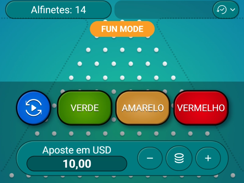 Configuração do Plinko BetDaSorte com seleção de pinos e campo para aposta
